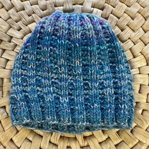 Kids Knit Beanie Hat Blue Colorful Warm Winter Knitwear handmade winter hat